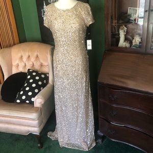 Adrianna Papell champagne sequin gown